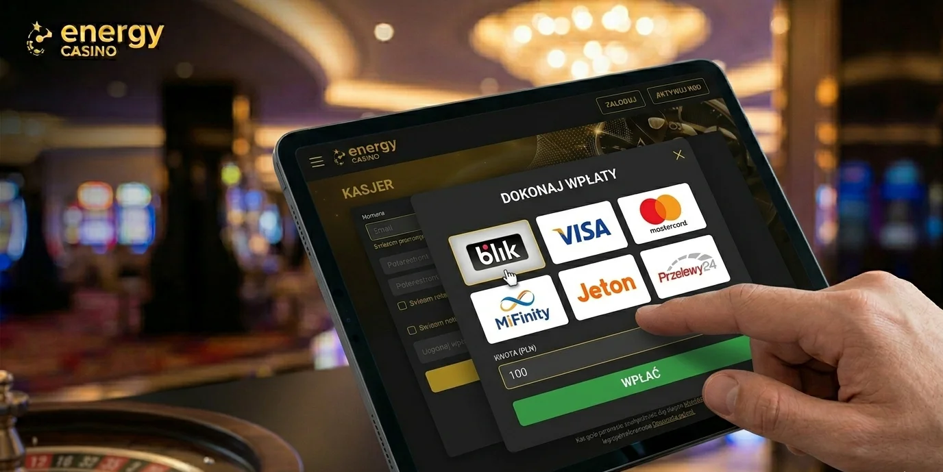 Panel kasjera Energy Casino z metodami BLIK, Visa i Mastercard