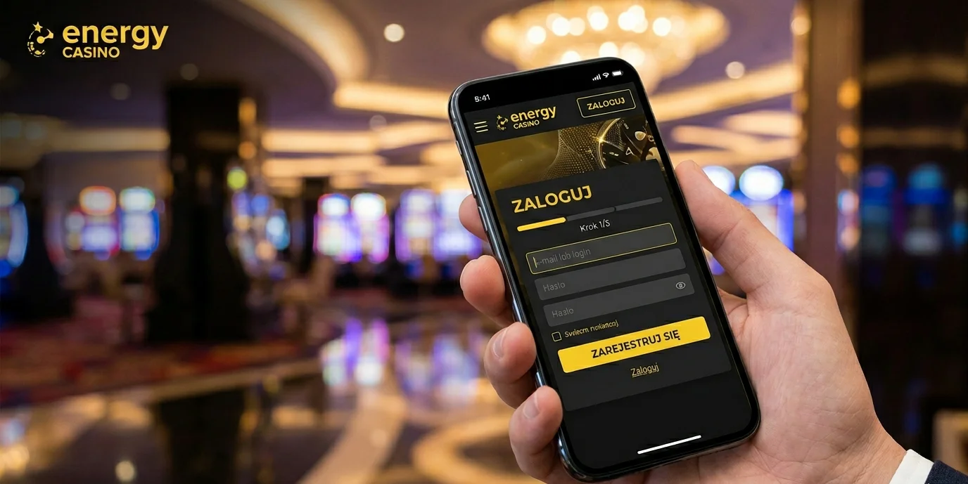 Formularz logowania w Energy Casino z polami adresu e-mail i hasła